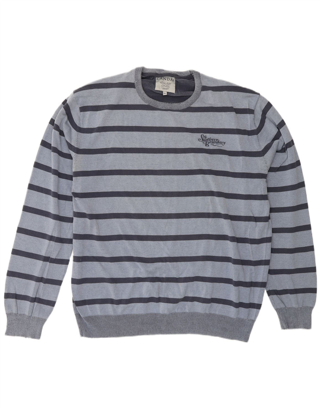 Canda Mens Crew Neck Jumper Sweater 2XL Blue Striped