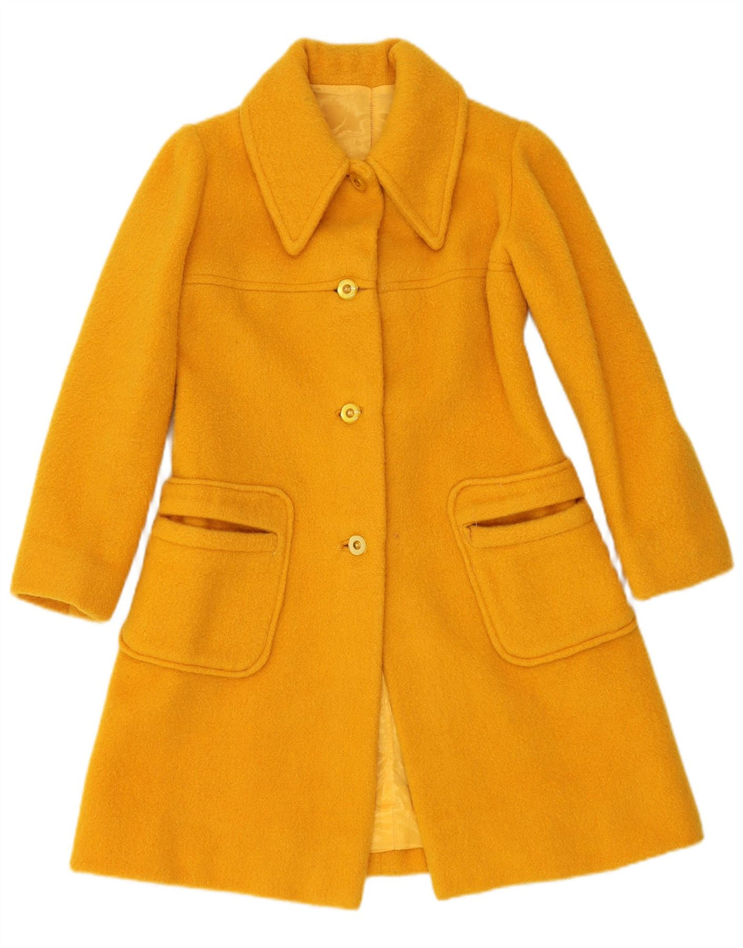 Vintage Womens Overcoat UK 12 Medium Yellow