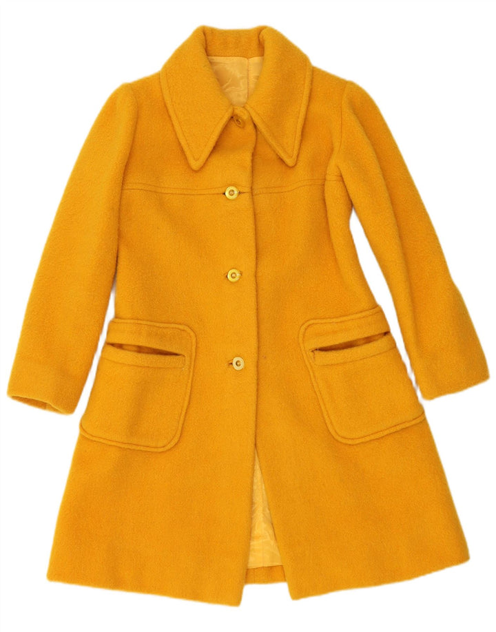 Vintage Womens Overcoat UK 12 Medium Yellow