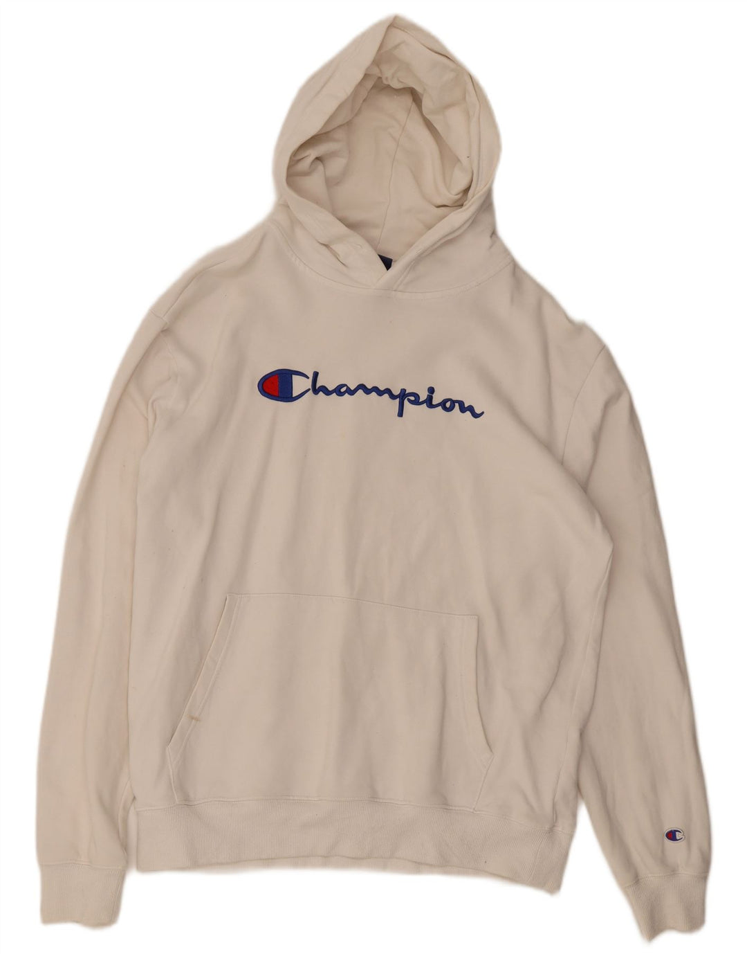 Champion Mens Graphic Hoodie Jumper Large White