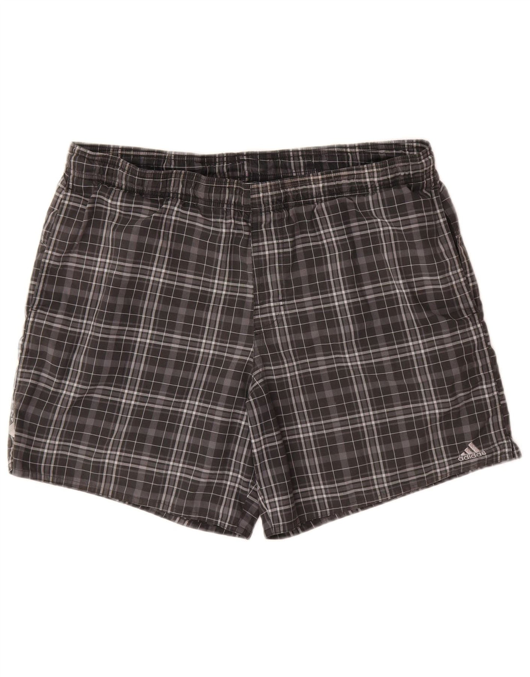Adidas Mens Swimming Shorts Medium Grey Check Polyester