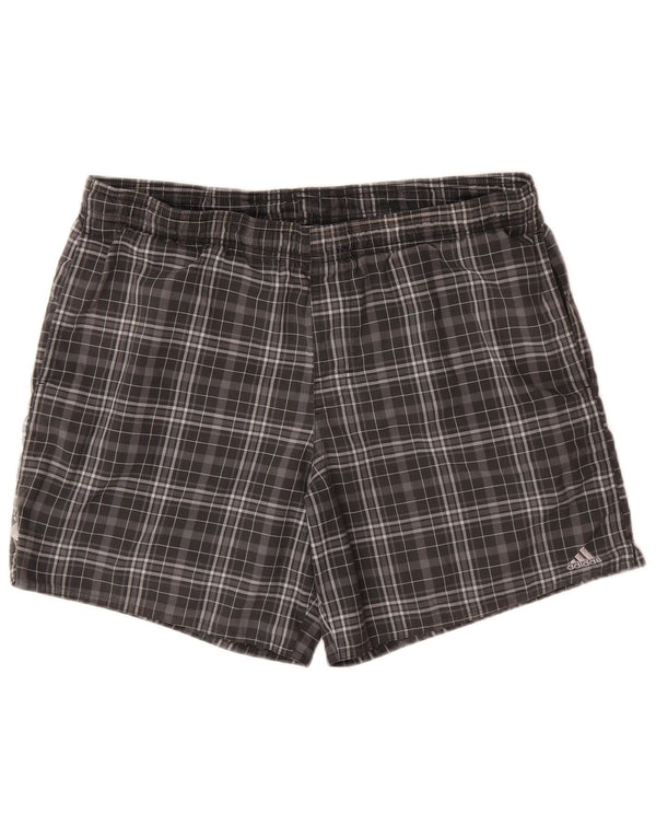 Adidas Mens Swimming Shorts Medium Grey Check Polyester
