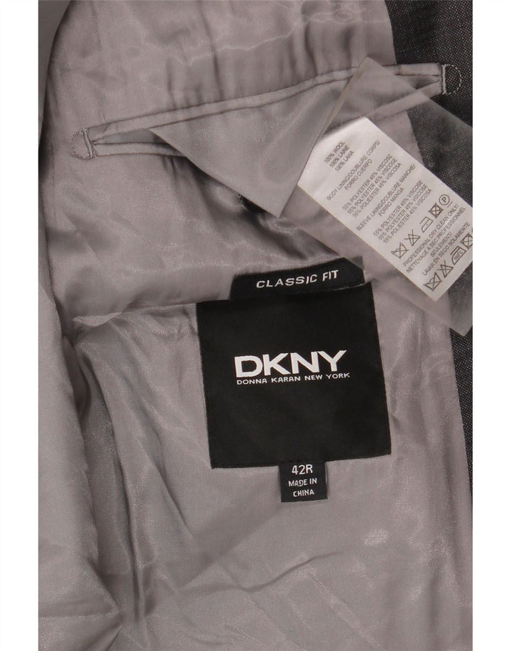 Dkny Mens 2 Button Classic Fit Blazer Jacket UK 42 XL Grey Wool