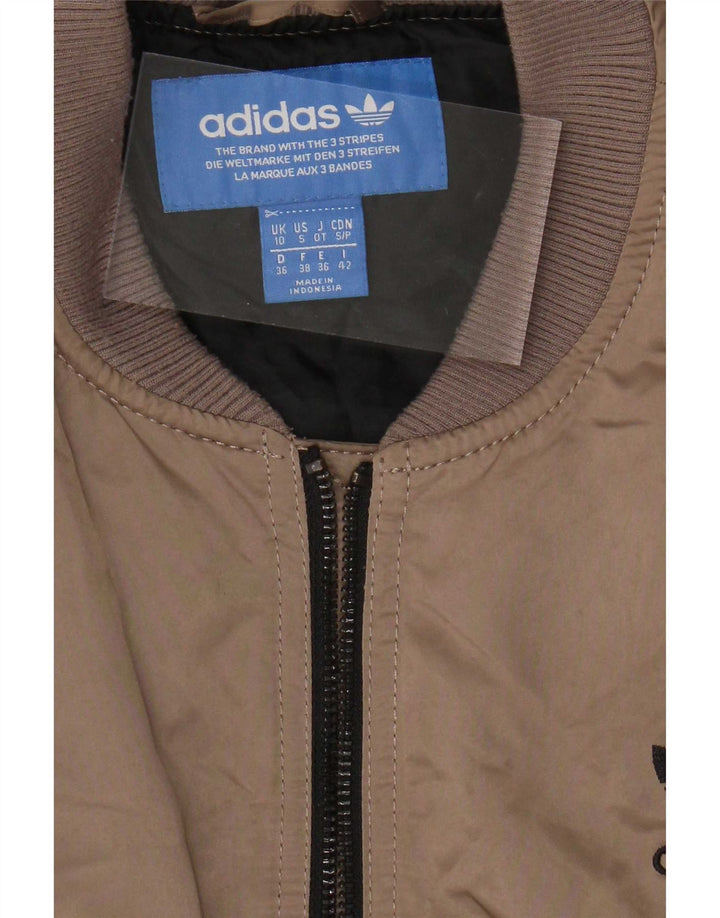 Adidas Womens Graphic Oversized Padded Jacket UK 10 Small Brown Polyester