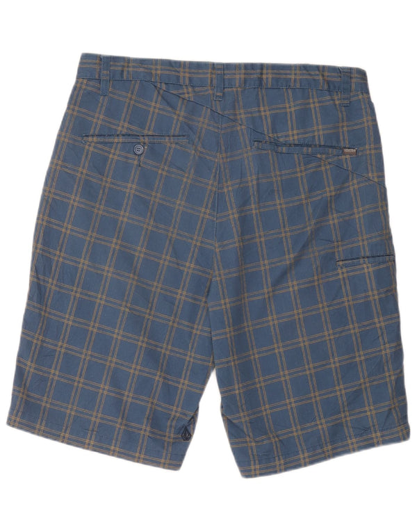 Volcom Mens Chino Shorts W34 Large Blue Check Polyester