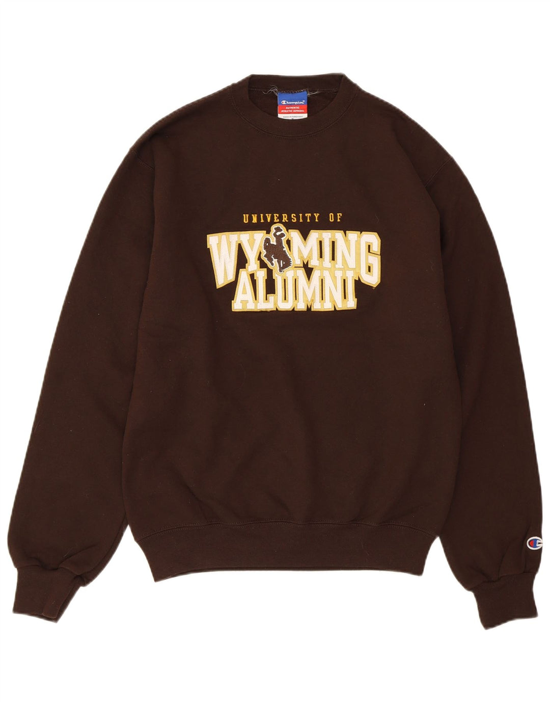 CHAMPION Mens University Of Wyoming Alumni Sweatshirt Jumper Small Brown