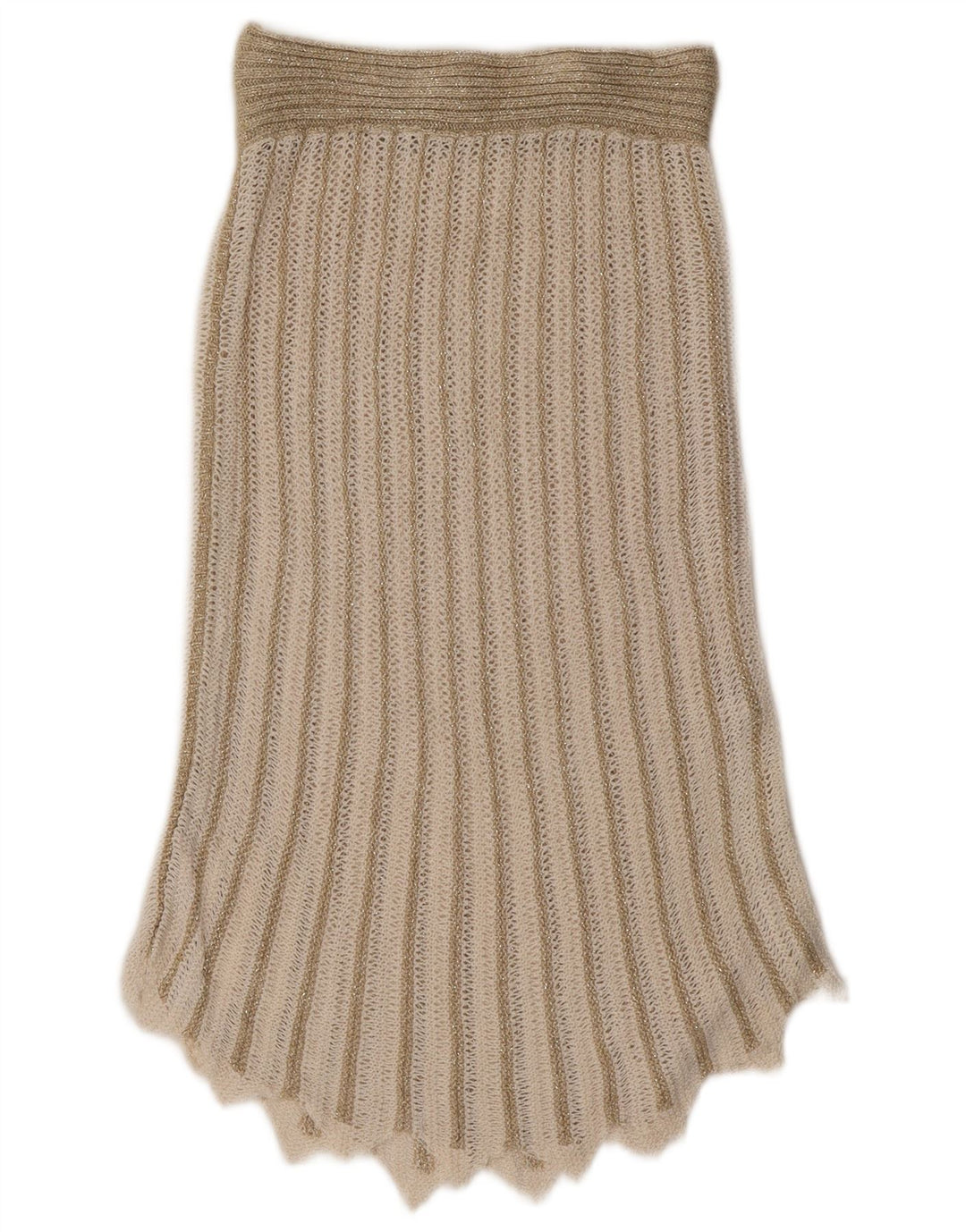 Vintage Womens 2 Piece Skirt Set UK 8 Small W26  Beige Striped Acrylic