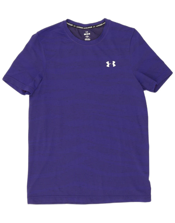 Under Armour Mens T-Shirt Top Medium Navy Blue Striped