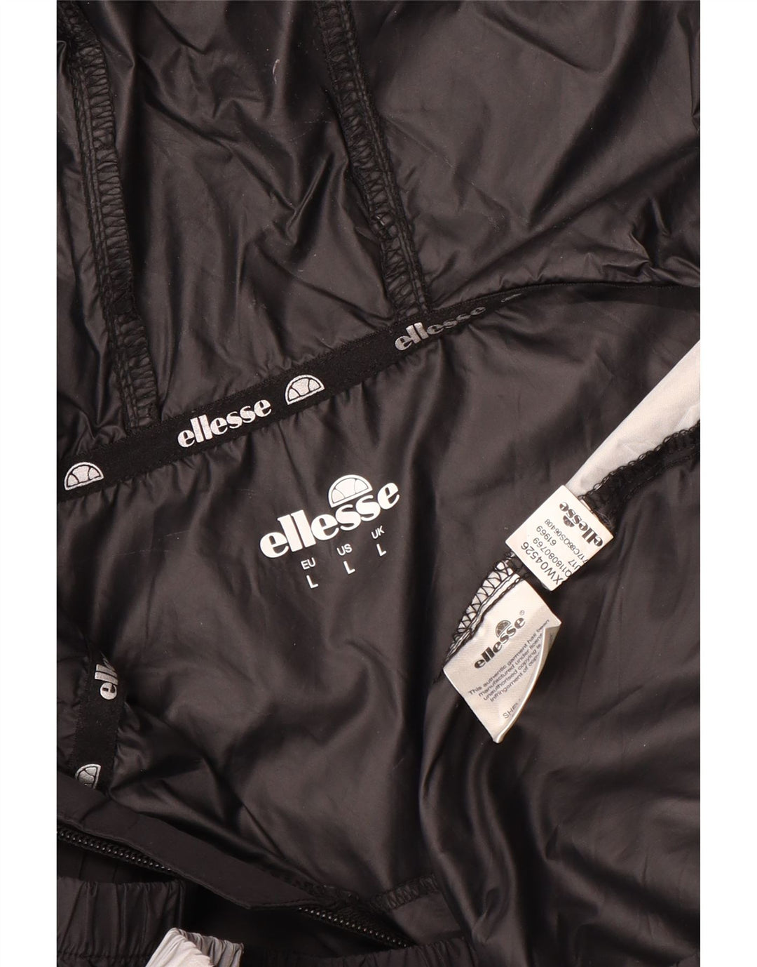 ELLESSE Mens Graphic Hooded Anorak Jacket UK 40 Large Black Colourblock