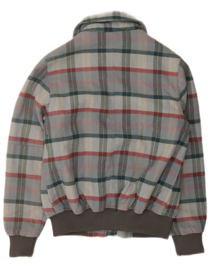Iguana Mens Bomber Jacket UK 34 XS Grey Plaid Wool