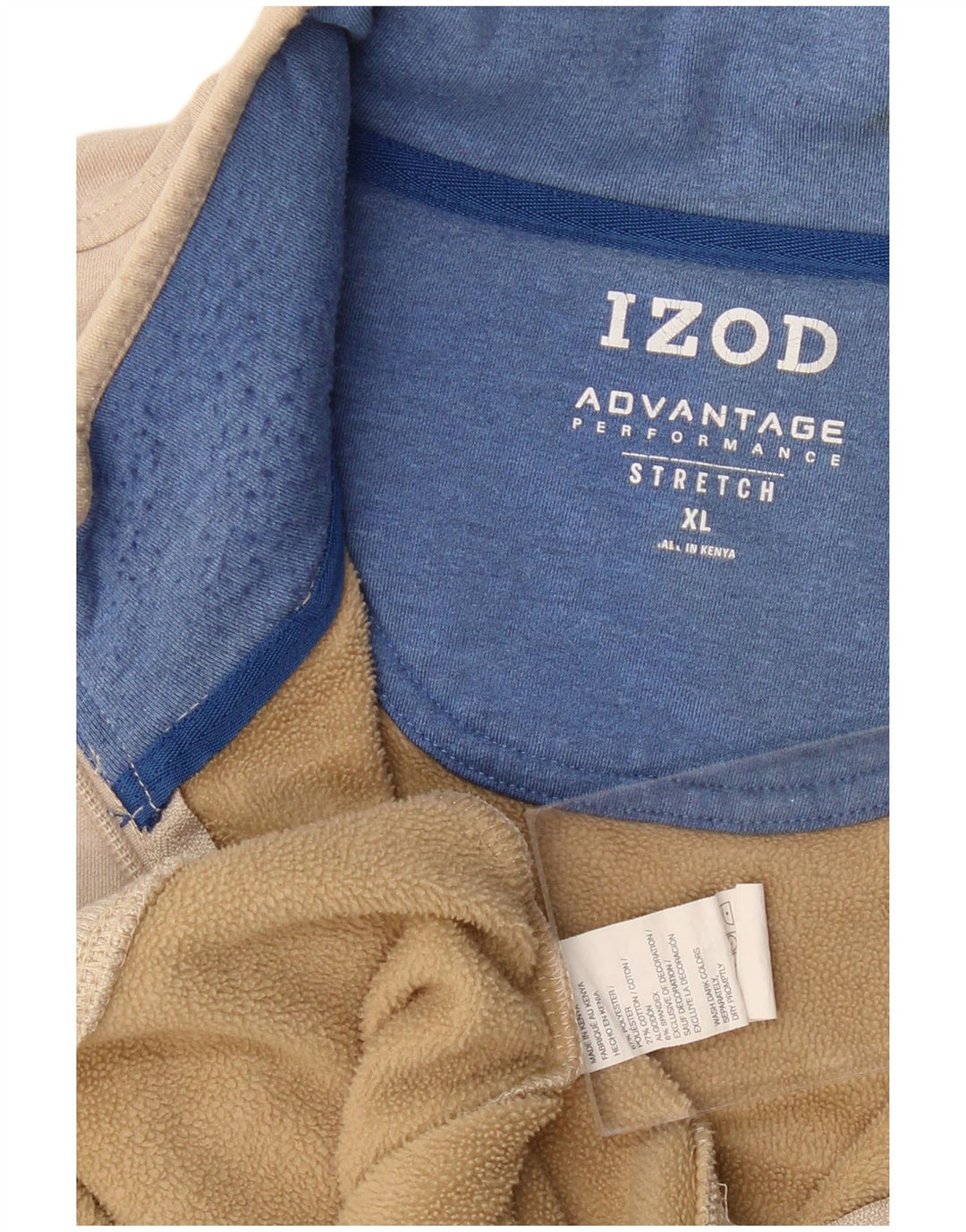 IZOD Mens Zip Neck Sweatshirt Jumper XL Beige Polyester