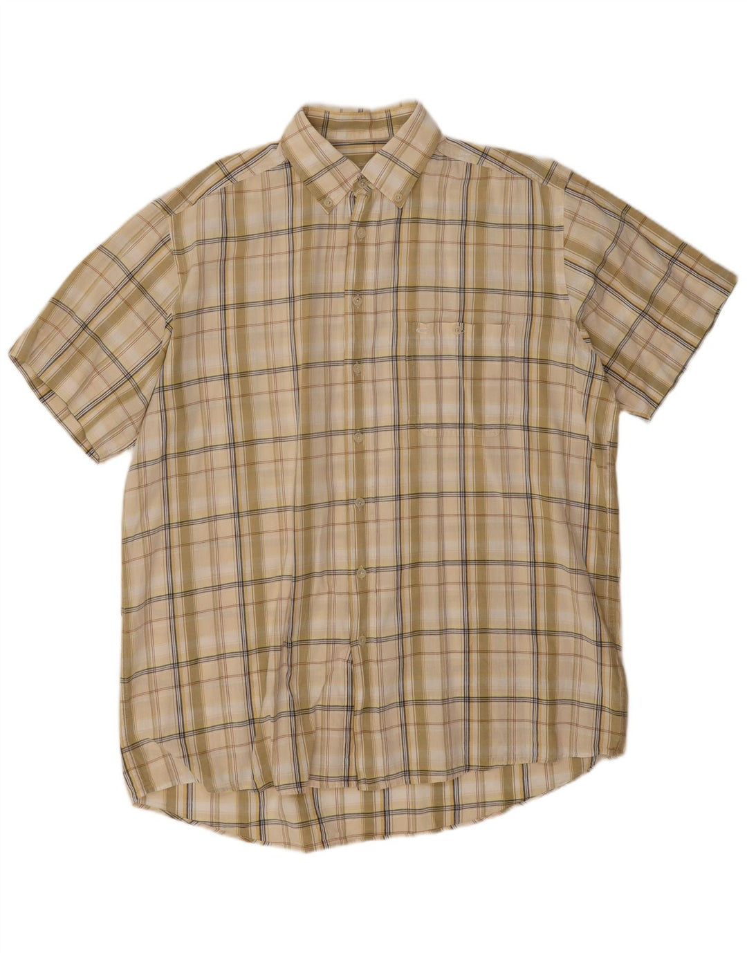 Camel Active Mens Short Sleeve Shirt Large Green Check Cotton