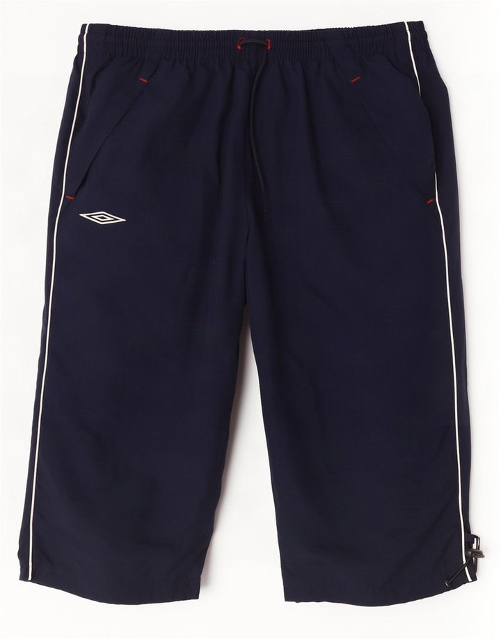 Umbro Mens Graphic Bermuda Sport Shorts Small Navy Blue Polyester