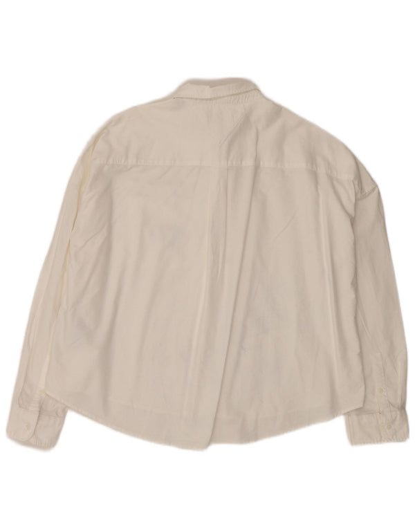 Tommy Hilfiger Womens Oversized Shirt UK 14 Medium White Cotton