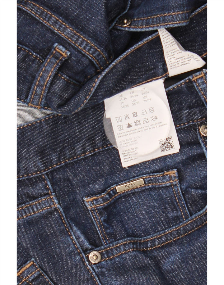 HUGO BOSS Mens Slim Jeans W34 L34 Navy Blue Cotton