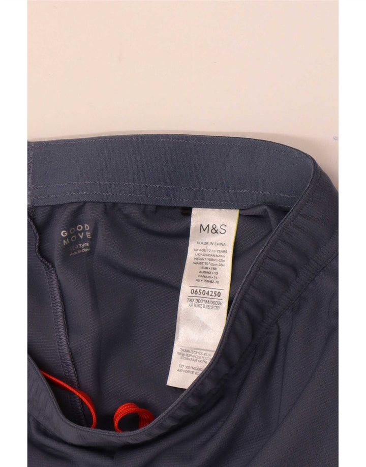 Marks & Spencer Boys Sport Shorts 12-13 Years Navy Blue Polyester