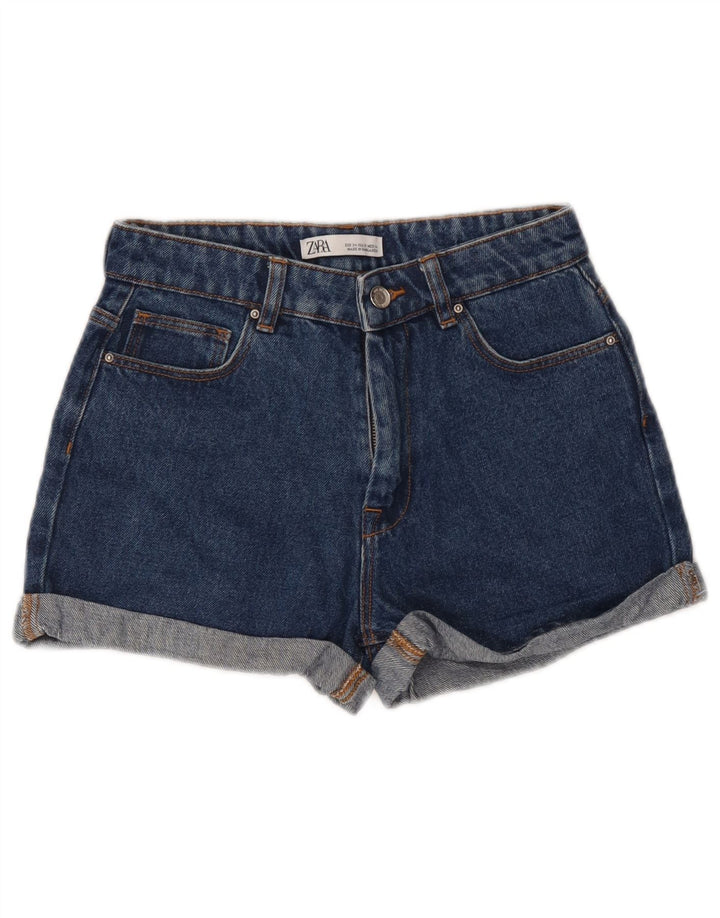 Zara Womens Denim Shorts EU 34 2XS W24 Blue Cotton