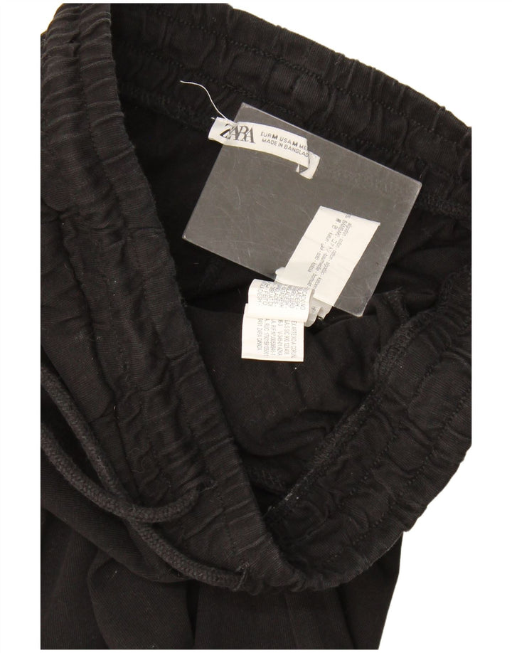 Zara Womens Tracksuit Trousers UK 14 Medium  Black Cotton