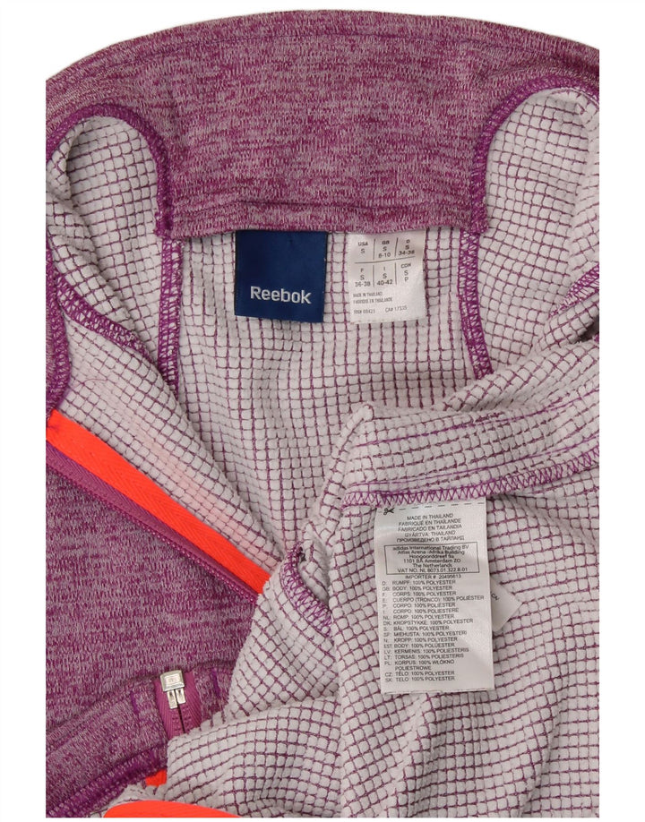 REEBOK Womens Tracksuit Top Jacket UK 8/10 Small Purple Flecked Polyester