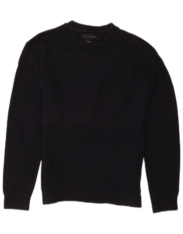 Zara Mens Sweatshirt Jumper Large Navy Blue Cotton