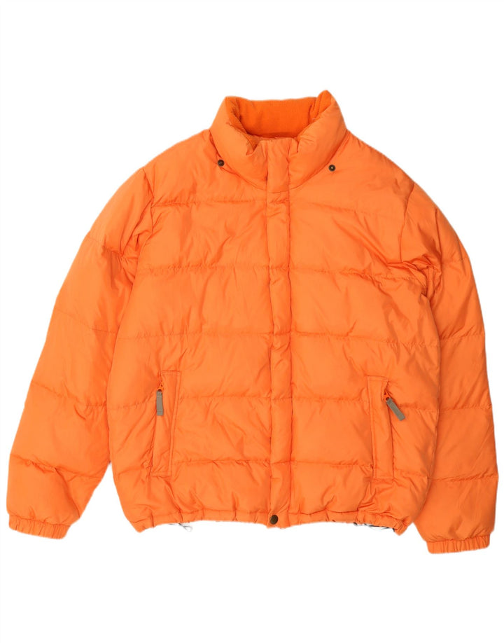 Benetton Mens Padded Jacket UK 40 Large Orange Polyamide
