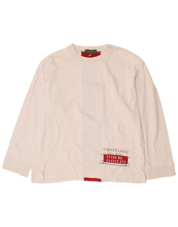 Timberland Boys Graphic Top Long Sleeve 7-8 Years Beige Colourblock Cotton