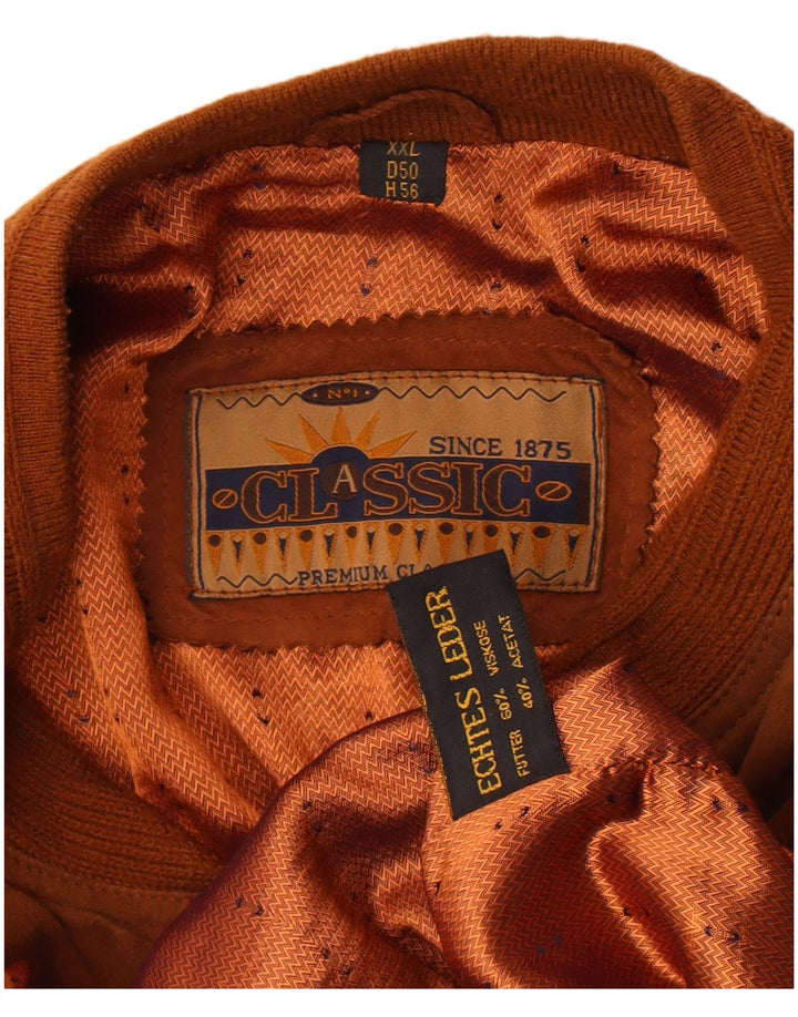 Vintage Mens Suede Bomber Jacket UK 44 2XL Brown Leather