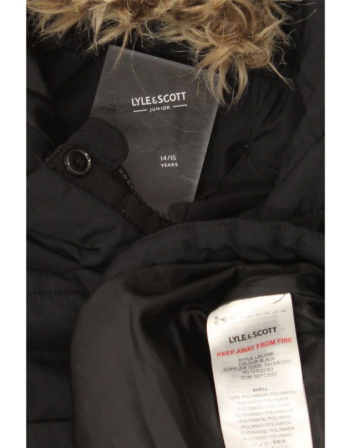 Lyle & Scott Boys Hooded Padded Jacket 14-15 Years Black Polyamide