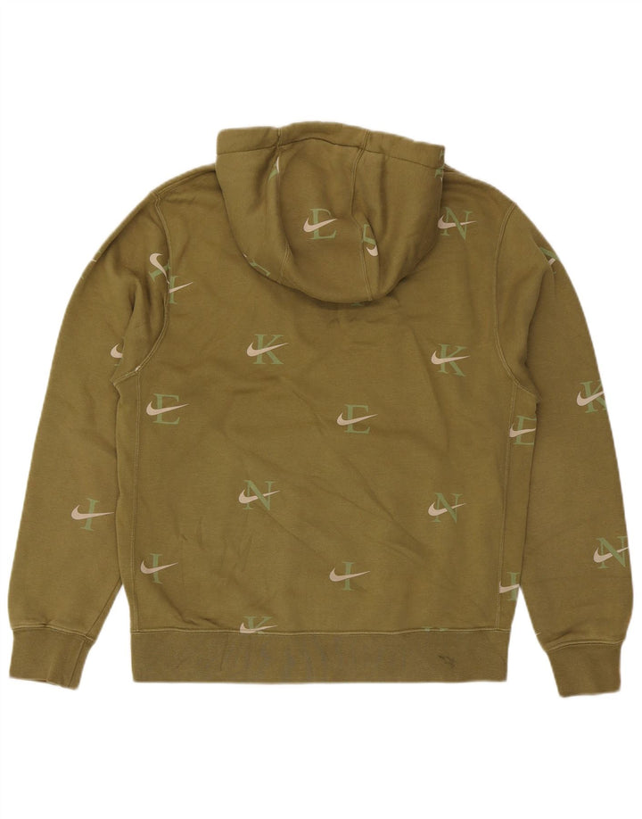 Nike Mens Graphic Hoodie Jumper Medium Khaki Cotton