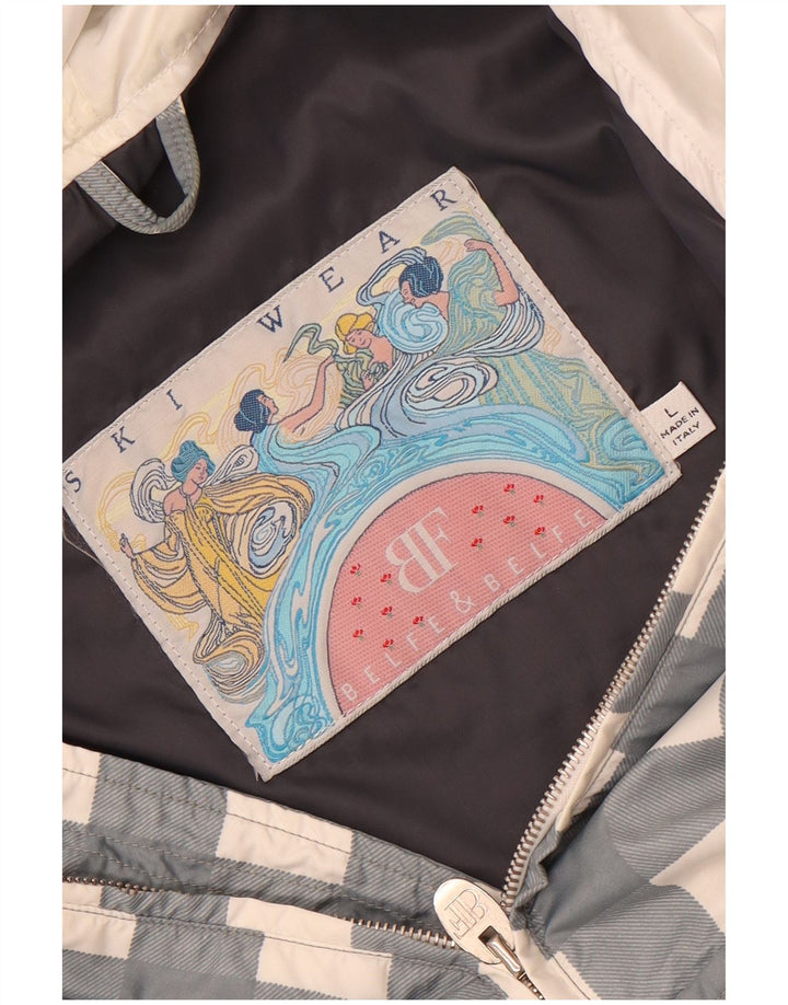 Belfe & Belfe Womens Oversized Hooded Ski Jacket UK 16 Large Grey Gingham