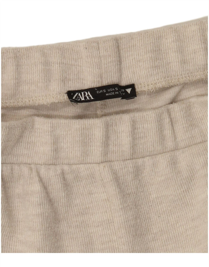 ZARA Womens Tracksuit Trousers UK 10 Small  Beige
