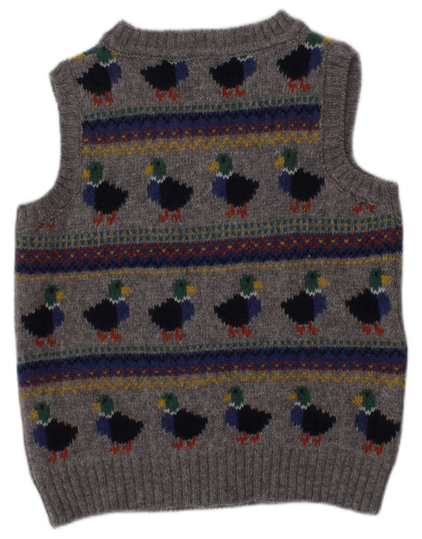 JOJO MAMAN BEBE Boys Vest Tank Top 2-3 Years Grey Fair Isle Lambswool