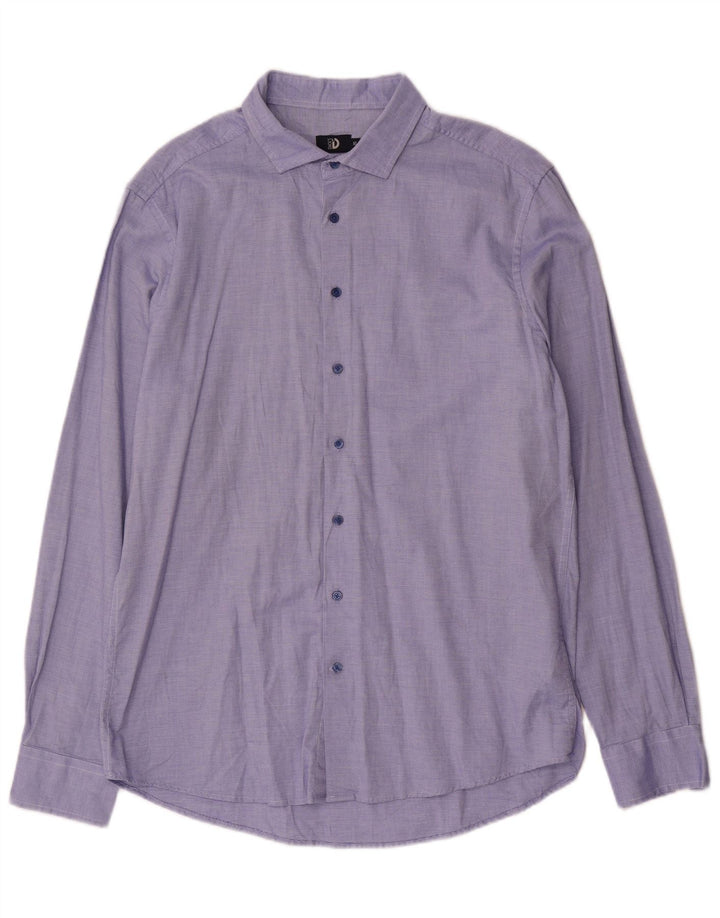 Dack's Mens Slim Fit Shirt XL Blue Spotted Cotton