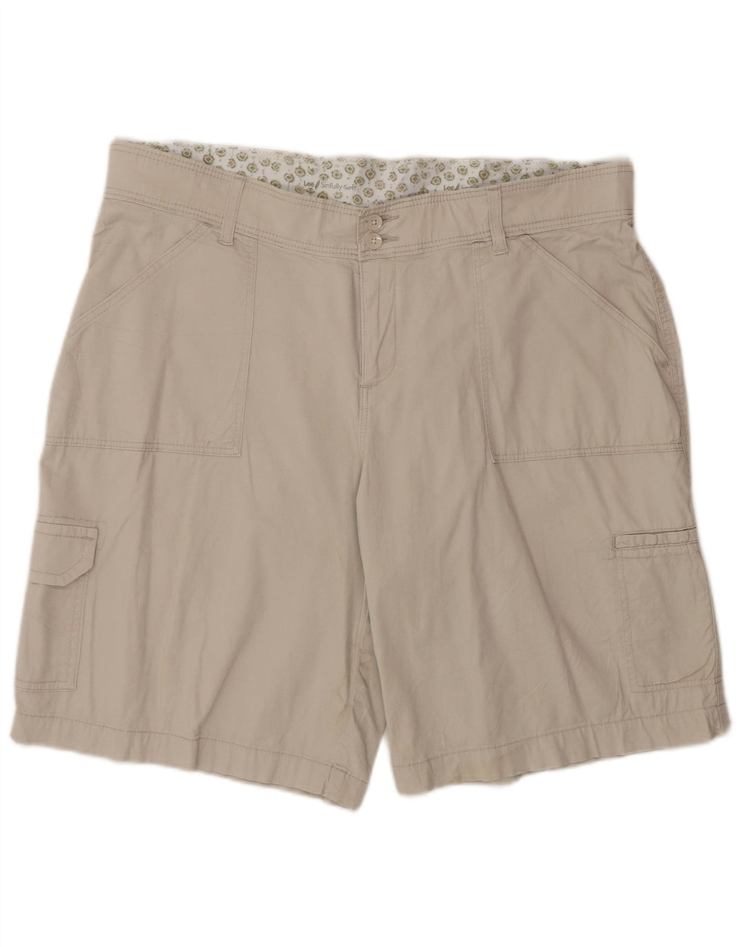Lee Womens Cargo Shorts US 16 2XL W36 Beige Cotton