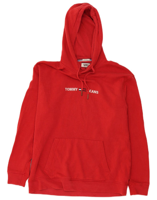 Tommy Hilfiger Mens Graphic Relaxed Fit Hoodie Jumper Large Red Cotton