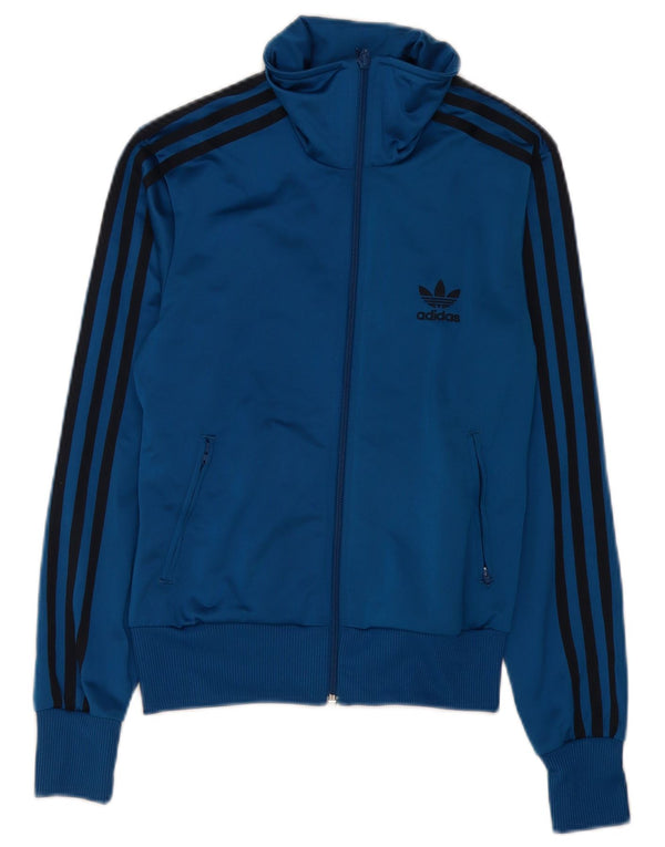 Adidas Womens Graphic Tracksuit Top Jacket EU 36 Small Blue Polyester