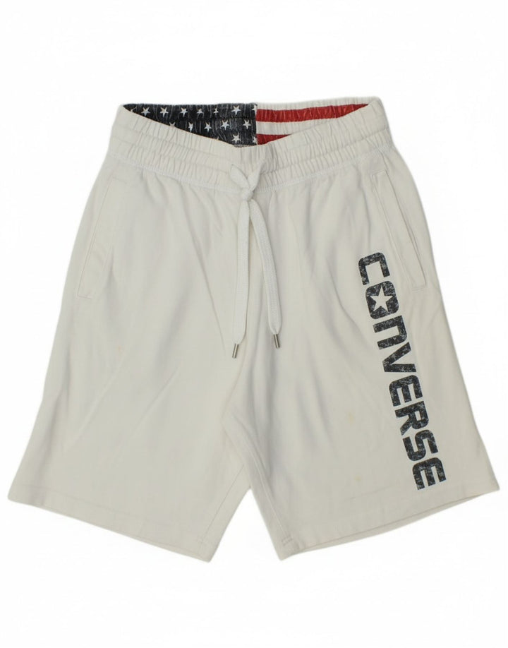 Converse Mens Graphic Sport Shorts Small White Cotton