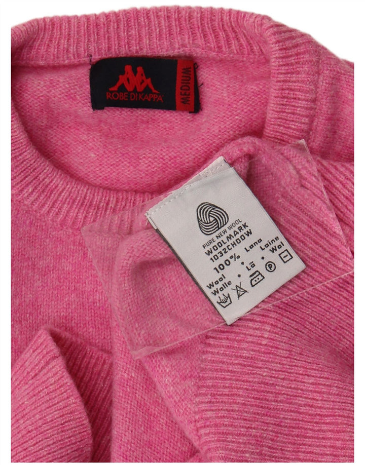 Kappa Womens Crew Neck Jumper Sweater UK 14 Medium Pink Wool
