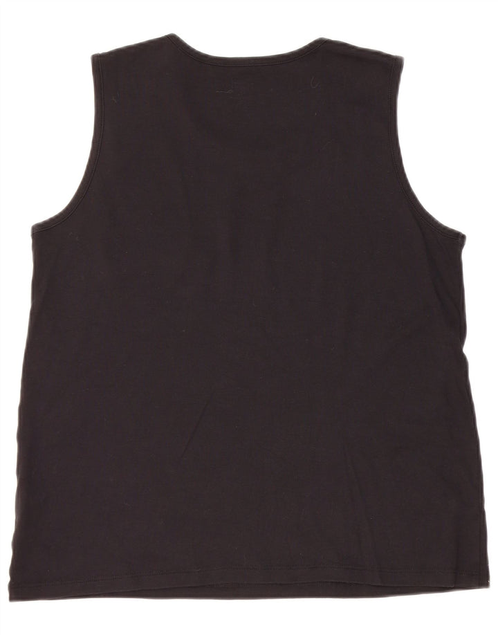 L.L.BEAN Womens Vest Top UK 14 Large Black Cotton