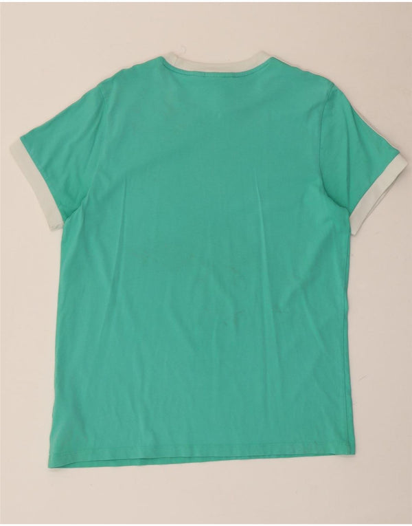 Adidas Womens T-Shirt Top UK 14 Large  Turquoise Cotton