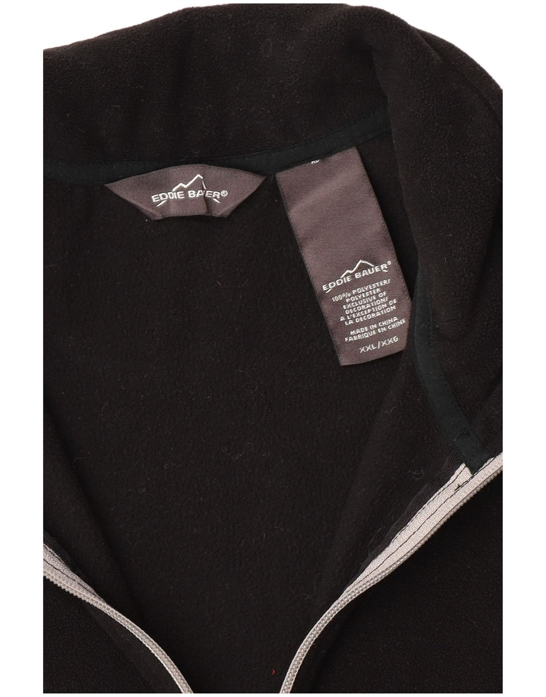 Eddie Bauer Mens Zip Neck Fleece Jumper 2XL Black Polyester