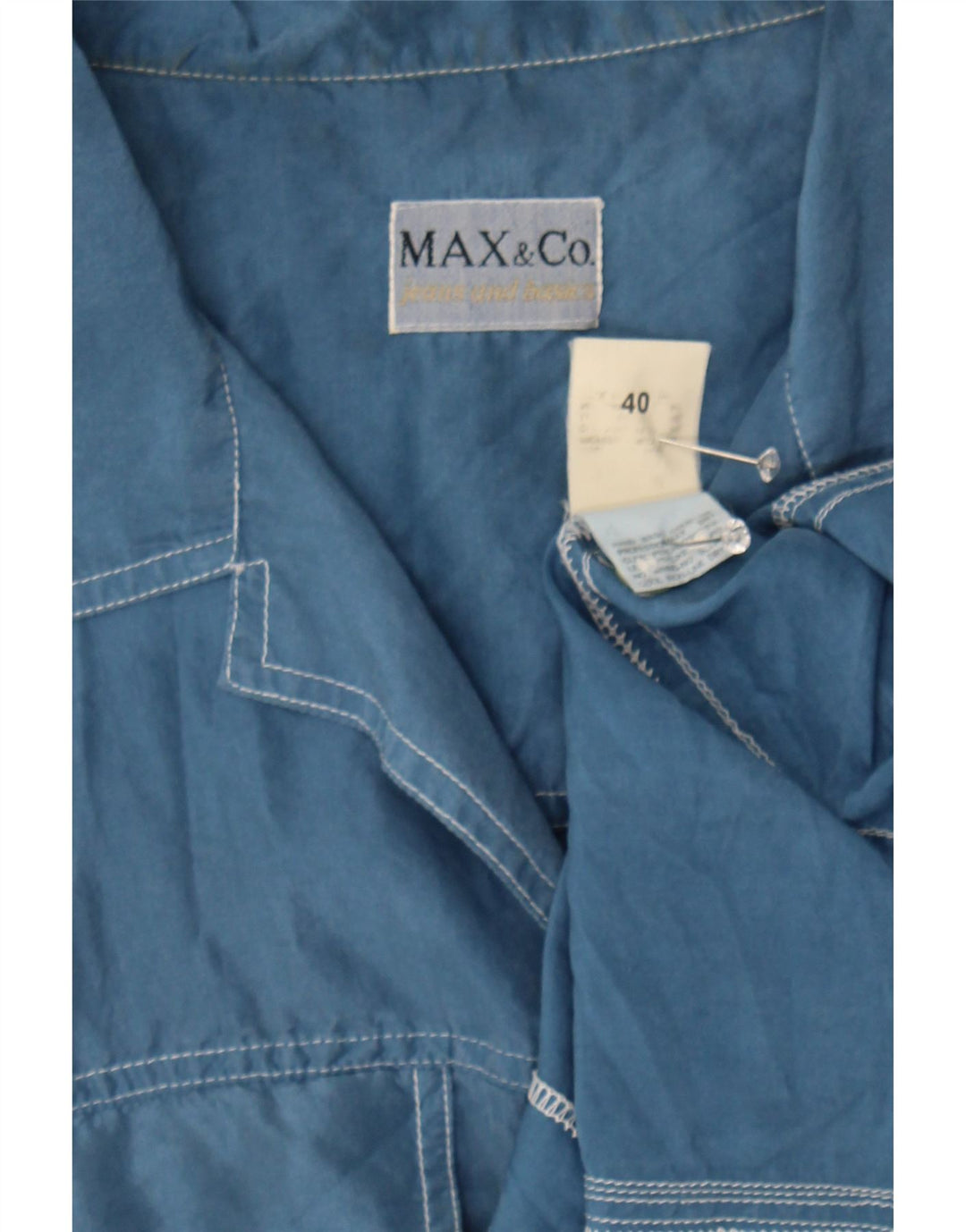 MAX&CO. Womens Sleeveless Shirt Blouse UK 12 Medium Navy Blue Vintage Max&Co. and Second-Hand Max&Co. from Messina Hembry 