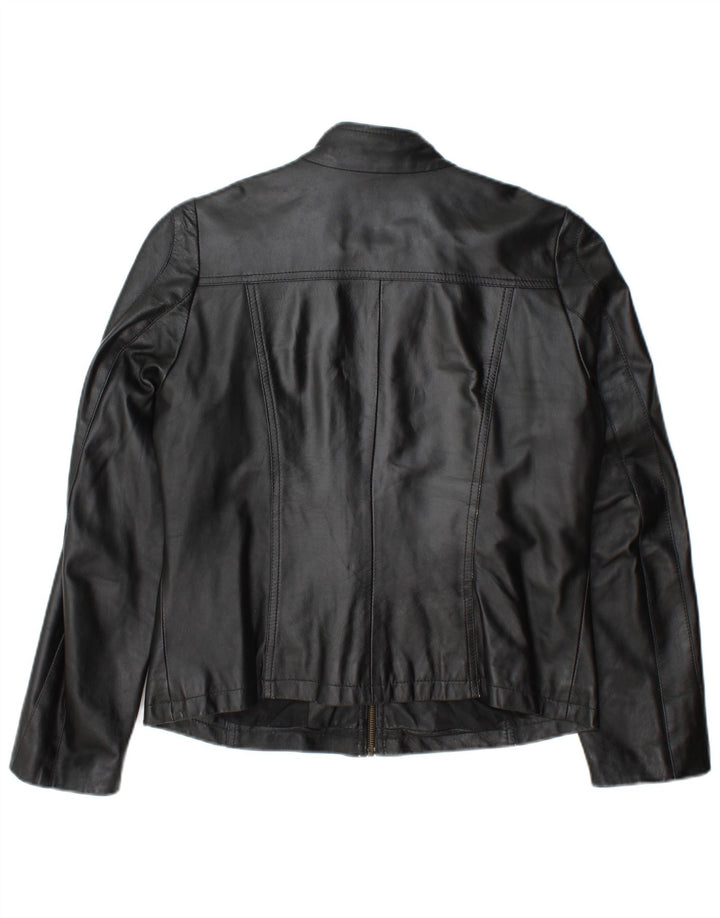 Vintage Womens Leather Jacket IT 46 Large Black Leather
