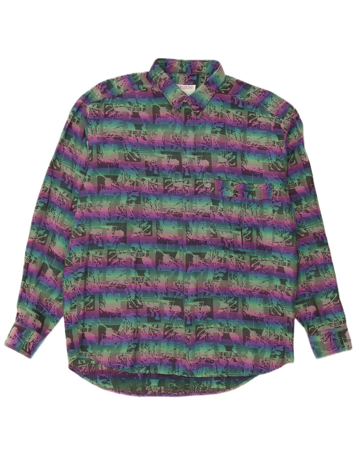 EMOZIONI Mens Abstract Pattern Shirt Large Multicoloured Cotton