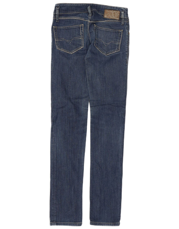 Diesel Womens Matic Low Waist Slim Straight Jeans W26 L34 Blue Cotton