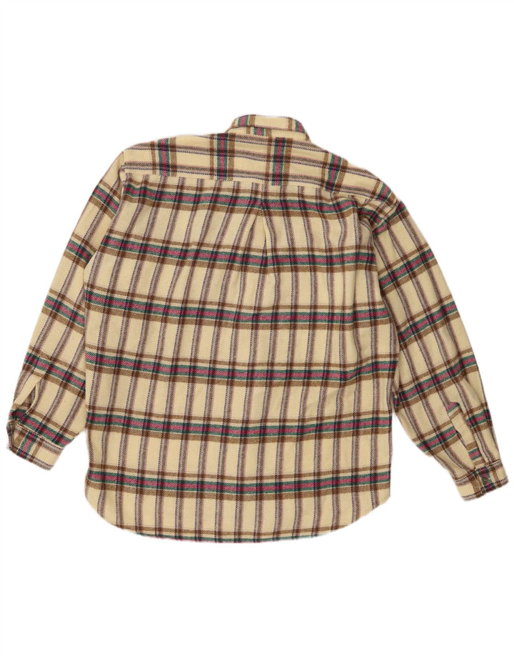 POP 84 Mens Checked  Flannel Shirt Medium Yellow Plaid Wool