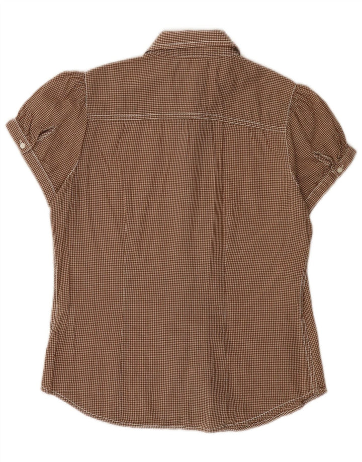 POLO RALPH LAUREN Womens Short Sleeve Shirt Blouse UK 12 Medium Brown