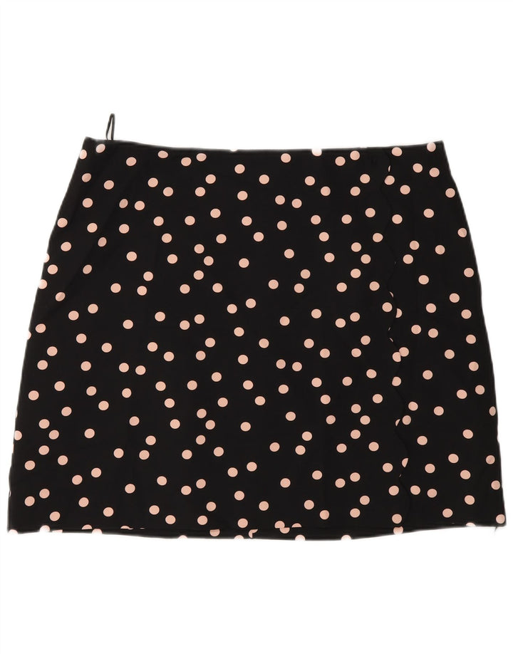 Oasis Womens Mini Skirt UK 16 Large W34  Black Polka Dot Polyester