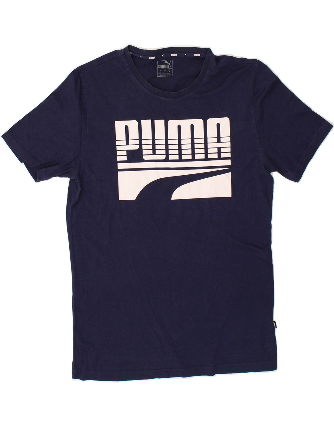 PUMA Mens Graphic T-Shirt Top Medium Navy Blue Cotton Vintage Puma and Second-Hand Puma from Messina Hembry 