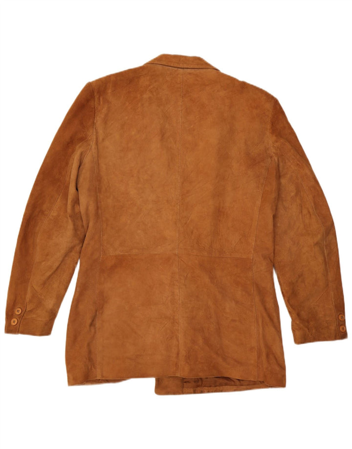Vintage Mens Double Breasted Suede Blazer Jacket IT 52 XL Brown Leather